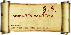 Zakariás Valéria névjegykártya