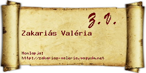 Zakariás Valéria névjegykártya